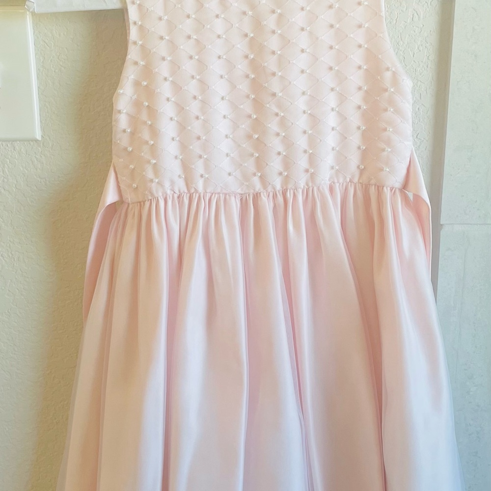 Pale pink pearl embellished dress